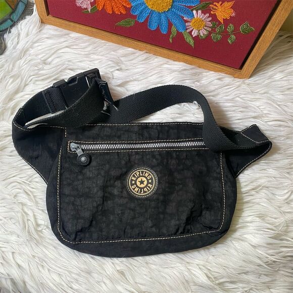 Kipling Unisex Black Fanny Pack Waist Bag Adjustable Strap - Picture 1 of 12